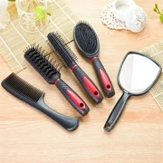 Women 5pcs Hair Comb Set Hair Styling Tools Hairdressing Combs Set Mirror Box Professional Salon Products Brush