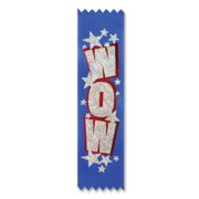 Pack of 30 Blue "Wow" School, Sports & Camp Achievement Award Prize Ribbons 6.25"