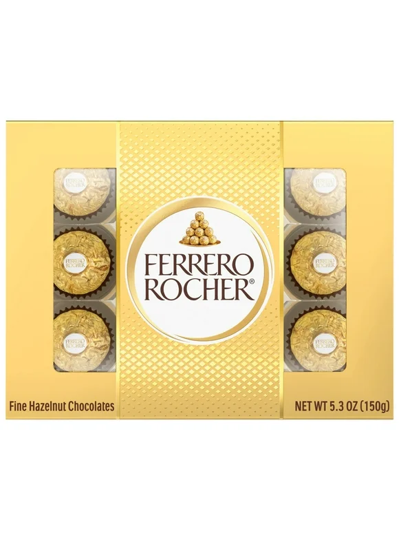 Ferrero Rocher Premium Gourmet Milk Chocolate Hazelnut, Chocolates for Gifting, 12 Count