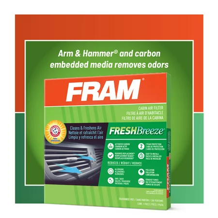 FRAM Fresh Breeze CF10285 Cabin Air Filter for Select Lexus, Pontiac, Scion, Subaru and Toyota Vehicles with Arm and Hammer Baking Soda