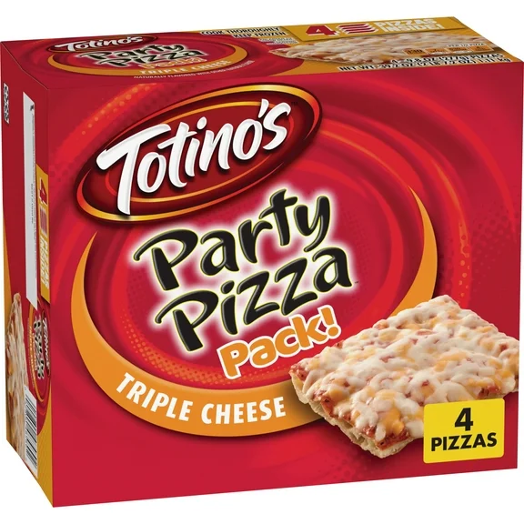 Totino's Party Pizza Pack, Triple Cheese Flavored, Frozen Snacks, 4 ct
