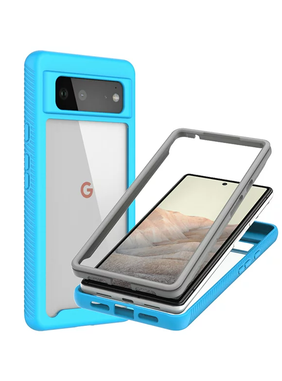 CoverON For Google Pixel 6 Case, Military Grade Full Body Rugged Slim Fit Clear Phone Cover, Light Blue