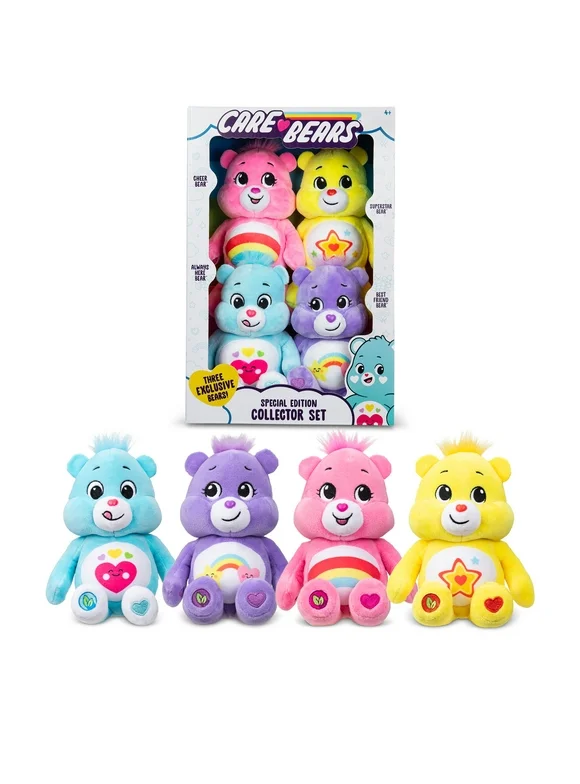Care Bears 8 Inch Plush 4-Pack Treasure Box - Soft Huggable Material! For Kids 4 Years and up.