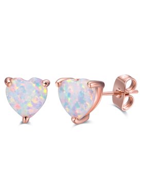 Peermont Fire Opal Heart Stud Earrings with 18k Rose Gold Overlay