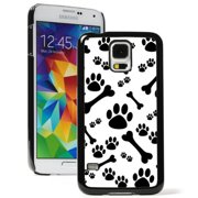 Samsung Galaxy (S5 Active) Hard Back Case Cover Black Paw Prints and Bones Design (Black)