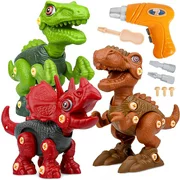 Take Apart Dinosaur Toys for Kids, STEM Learning Toys, 3 Pack Dinosaur Building Blocks Kit with Electric Drill, Educational Construction Engineering Building Play Set For Boys Girls Toddlers