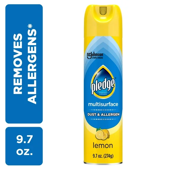 Pledge Clean It Dust & Allergen Multi Surface Cleaner Spray, Lemon Scent, 9.7 Ounce