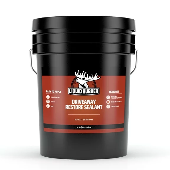 Liquid Rubber Driveway Restore Sealant - Easy to Use and Apply, 5 Gallon