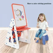 {Baby}Kids Easel Play Station With Bookshelf ,Back Toyshelf,Drawing Board And Chair