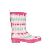 Hatley Kids Multicolor Hearts Shiny Rain Boots (Toddler/Little Kid) Pink