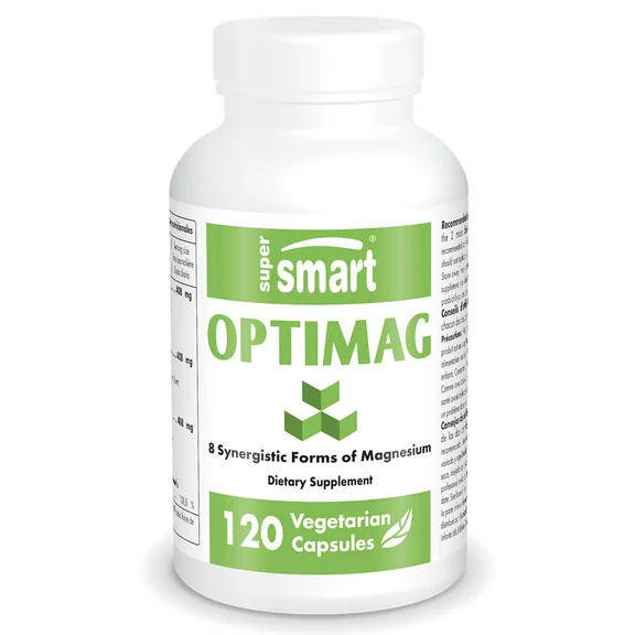 Supersmart - Optimag - Magnesium Complex - Full Spectrum of 8 Forms - Muscles, Nerves, Cardiovascular Support | Non-GMO & Gluten Free - 120 Vegetarian Capsules