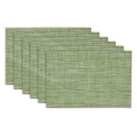 DII Fig Green Pvc Tweed Placemat (Set of 6), 19"x13", 100% Cotton