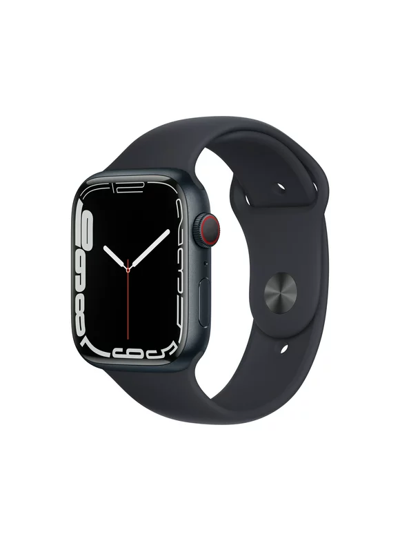 Apple Watch Series 7 GPS + Cellular, 45mm Midnight Aluminum Case with Midnight Sport Band - Regular
