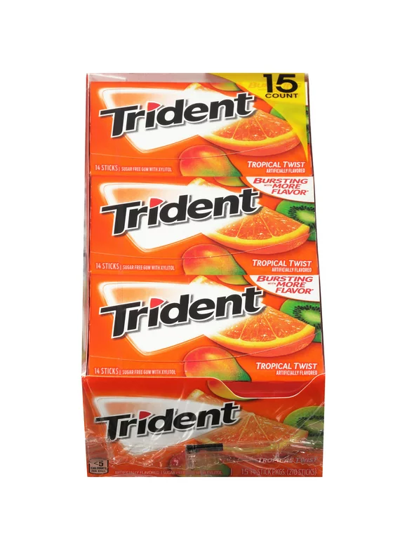 Trident Tropical Twist Sugar Free Gum (14 per pk., 15 pk.)