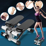 New Arrival Fitness Step Air Stair Climber Stepper Exercise Machine, New Equipment, Easy Standing Workout, Digital Display, Resistance Band Elliptical Trainer Burns Calories, S025 [Silver]