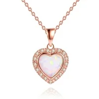 Peermont 3 Carat Fire Opal Heart Necklace in 18K Rose Gold Plating