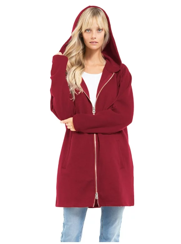 Made by Olivia Women's Casual Oversized Loose Fit Long Sleeve Zip Up Pullover Hoodie Tunic Sweatshirt Jacket (S-3X)