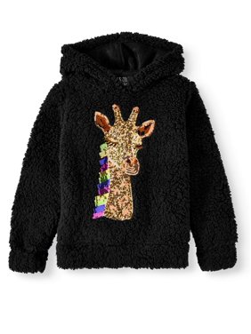 Miss Chievous Girls 4-16 Sequin Critter Plush Sherpa Pullover Hoodie