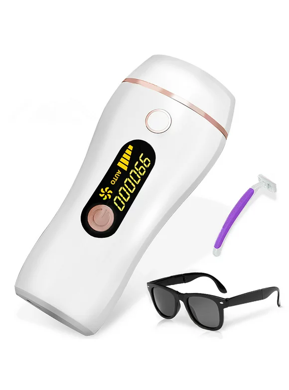 IPL Laser Hair Removal Device, 2-In-1 Permanent & Painless Hair Remover for Women and Men, 5 Modes with Razor and Goggles, LCD Display, Flawless Face Body Epilation at Home