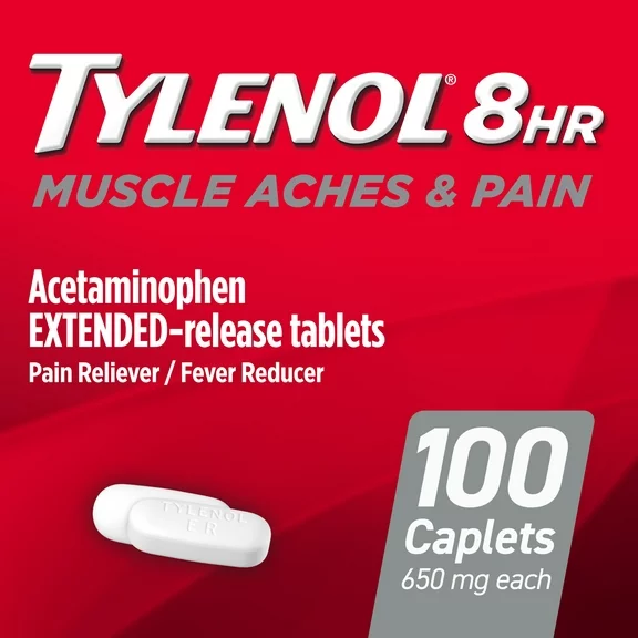 Tylenol 8 Hour Muscle Aches & Pain Tablets with Acetaminophen, 100 Count