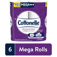 Cottonelle Ultra ComfortCare Soft Toilet Paper, 6 Mega Rolls, Bath Tissue (6 Mega Rolls = 24 Regular Rolls)