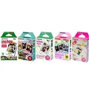 Fujifilm Instax Mini Instant Film Bundle, Candy Pop, Stained Glass, Stripe, Shiny Star, Single Pack, 50 Sheets