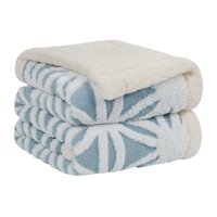 Fuzzy Soft Sherpa Fleece Blanket with Snowflake Pattern Pale Blue 60" x 80"