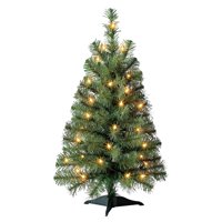 Holiday Time Pre-Lit Green Artificial Christmas Tree, 24", Clear Lights