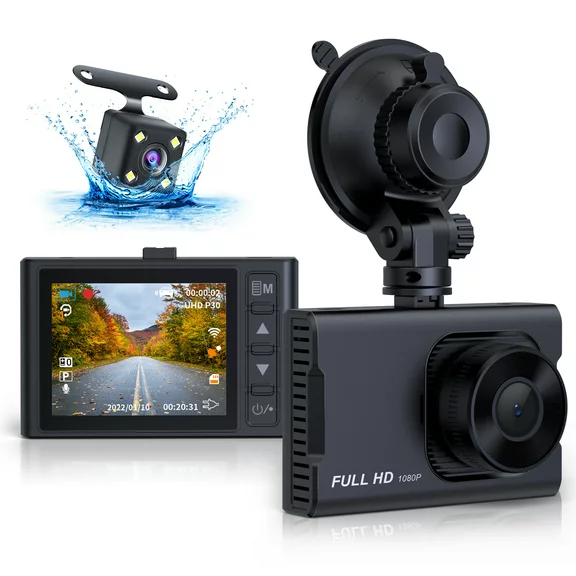 NEXPOW Dash Cam Front and Rear, 1080P Full HD Dash Camera, Dashcam with Night Vision, Car Camera with 3-inch LCD Display, Parking Mode, G-Sensor, Loop Recording, WDR
