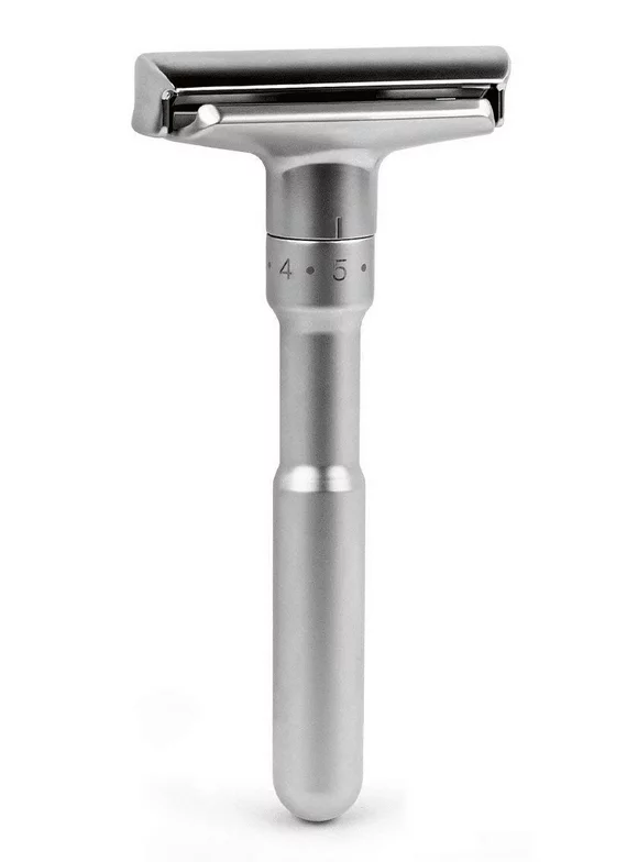 Adjustable Double Edge Safety Razor, Stainless Steel, Brushed Chrome by Shave Classic