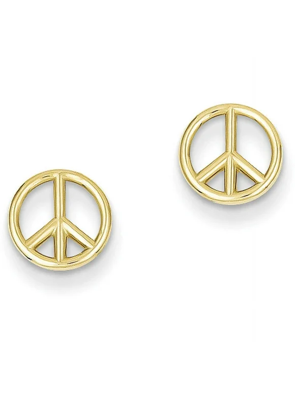 Primal Gold 14K Yellow Gold Peace Symbol Post Earrings