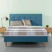 Zinus Ibidun 43" Blue Upholstered Tufted Platform Bed, Queen