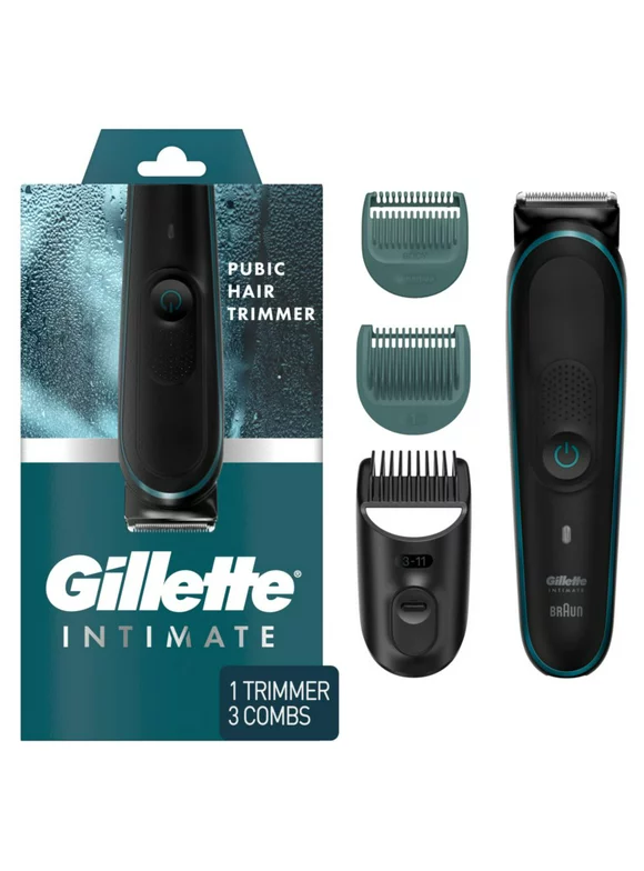 Gillette Intimate Pubic Hair Trimmer for Men, Waterproof Body Groomer, Black