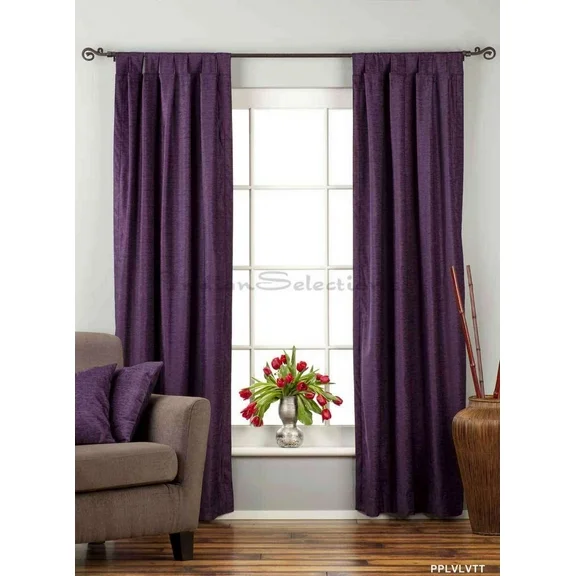 Purple Tab Top Velvet  Curtain / Drape / Panel  - 84" - Piece