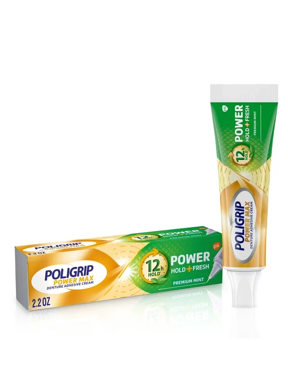 Poligrip Power Hold + Fresh Denture Cream, Premium Peppermint - 2.2 oz