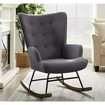 UBesGoo Rocking Accent Chair, Soft Padded Armchair Chair,  Comfy Side Chair with Sturdy Wooden Metal Legs for Living Room Bedroom Gray