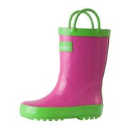Oakiwear Kids Rain Boots For Boys Girls Toddlers Children, Pink & Green