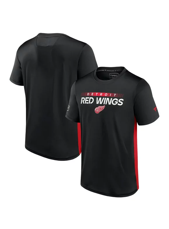 Men's Fanatics Branded Black/Red Detroit Red Wings Authentic Pro Rink Tech T-Shirt