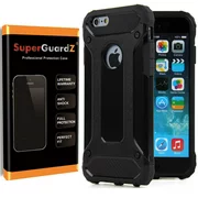 For iPhone 6S / iPhone 6 Case, SuperGuardZ Slim Heavy-Duty Shockproof Protection Cover Armor [Black] + LED Stylus Pen