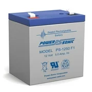 "Power Sonic PS1250F1 PS-1250 12 Volt 5 Ah Sealed Lead Acid Battery"
