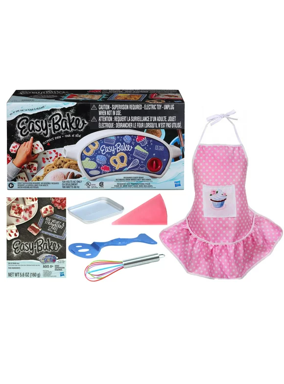Easy Bake Oven with Baking Accessories, a Red Velvet Strawberry Cupcakes Refill,  and a Pink Chef Apron- Gift Set
