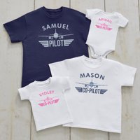 Personalized Co-Pilot T-shirt - Available in Infant, Toddler and Youth Sizes with Blue or Pink Print