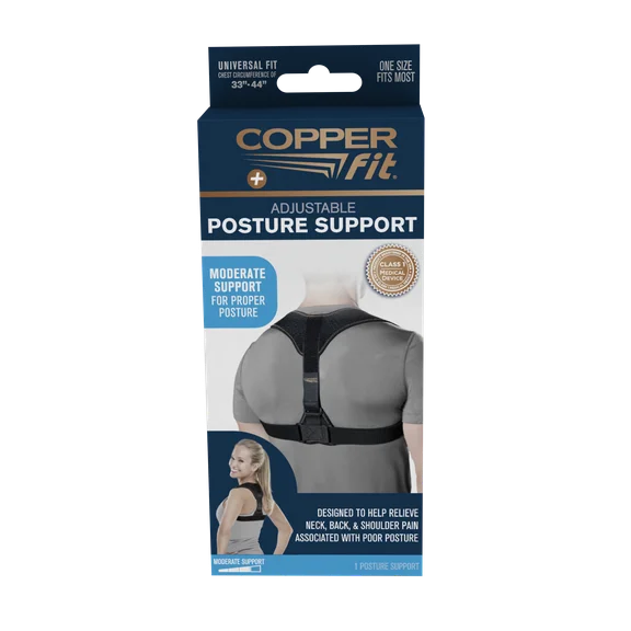 Copper Fit® Health Plus Posture Corrector Brace, Reduce Neck, Back and Shoulder Pain, Black