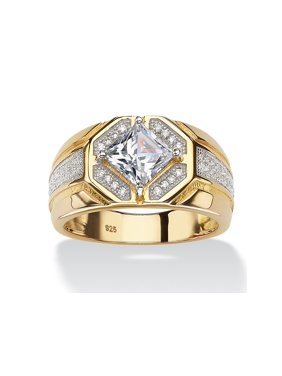 Men's 1.44 TCW Square-Cut Cubic Zirconia Octagon Ring in 14k Gold over Sterling Silver