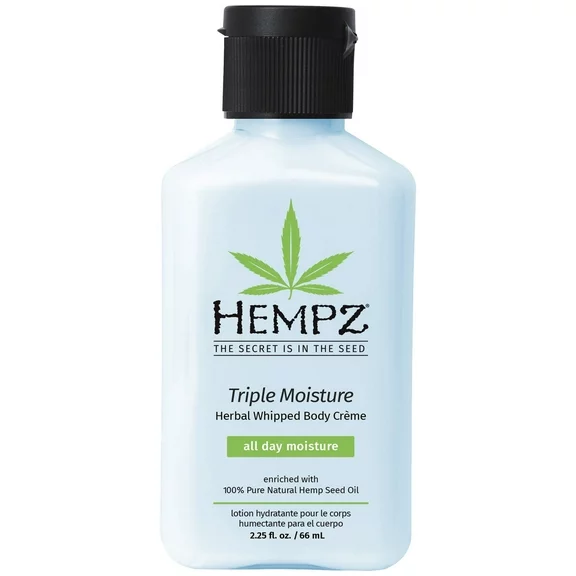 Hempz Triple All Day Moisture Herbal Whipped Body Crème for Dry Skin, 2.25 fl oz