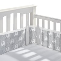 BreathableBaby Classic Breathable Baby Mesh Crib Liner, Anti-Bumper, Non-Padded  Peaceful Elephant Gray