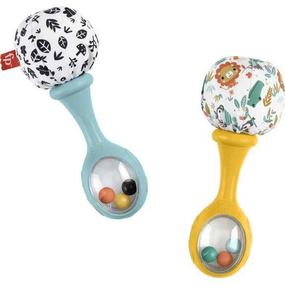 Fisher-Price Baby Rattle ‘n Rock Maracas Toys, Set of 2 for Infants 3  Months, High Contrast