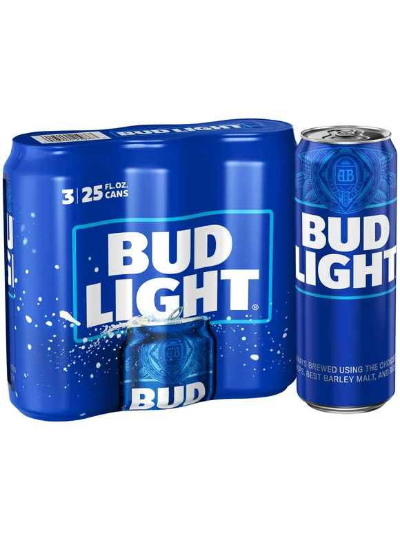 Bud Light Beer, 3 Pack Beer, 25 FL OZ Cans, 4.2 % ABV