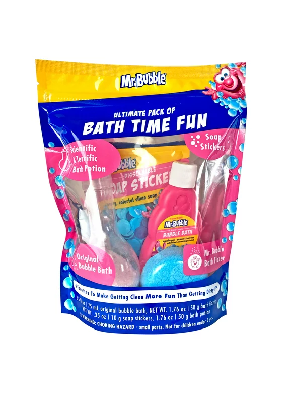 Mr. Bubble Ultimate Pack of Bath Time Fun for Kids, 4 Pieces