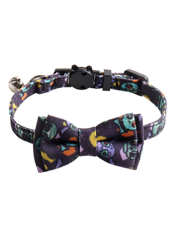 LEUCHTEN Lovely Halloween Cat Dog Collar with Cute Bow Tie and Bell
